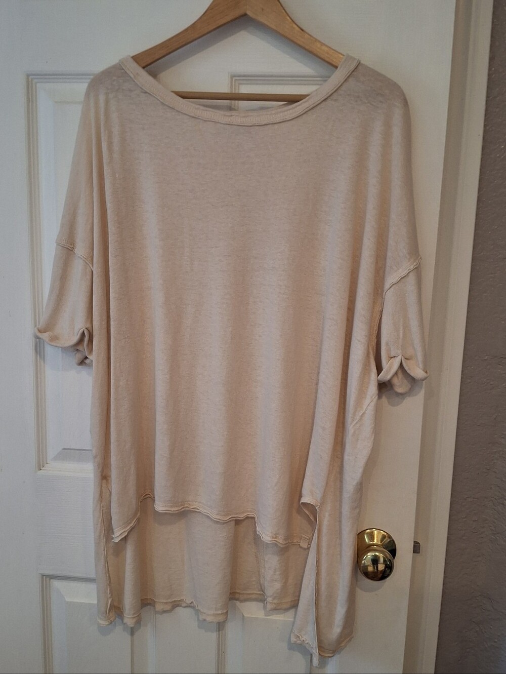 Free People We The Free Diego Oversized Short Sleeve Tee Exposed Seam Boxy Top M